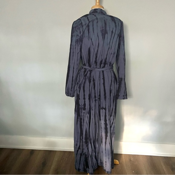 NEW NWT Hatley Blue Navy Tie Dye Button Down Belted Long Sleeve Maxi Dress - Picture 10 of 16
